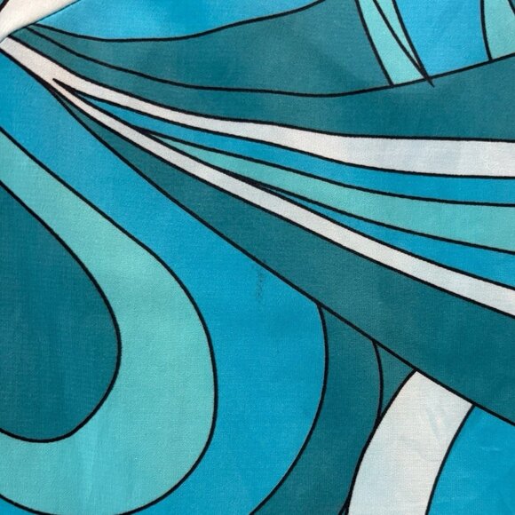 Donna Morgan Size 6 Swirl Print Dress | Turquoise Teal Blue | Belted Psychedelic - Picture 5 of 6